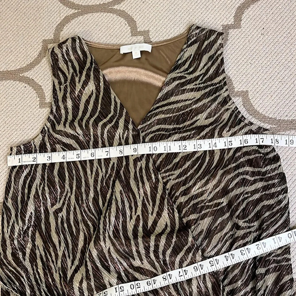 Anthropologie Eri + Ali metallic faux wrap sleeveless elastic waistband blouse - Picture 12 of 17